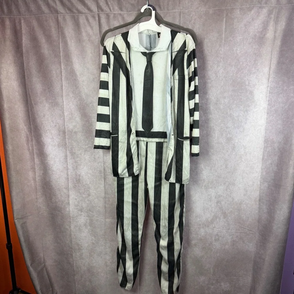 Rubies Beetlejuice Beetlejuice Boys Costume Large Striped Jumpsuit 1001535